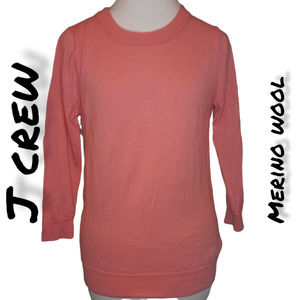 J. Crew Women's Pink 100% Merino Wool Crew Neck Long Sleeve Sweater Size Medium